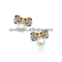 Fashion lovely multicolor crystal diamond earring pearl pendant